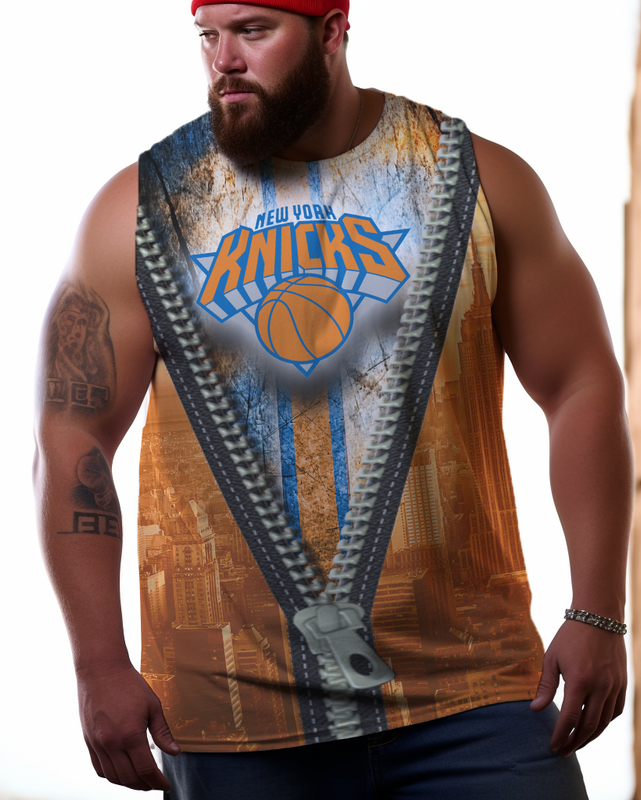 Men's Plus Size Printed Sleeveless T-Shirt