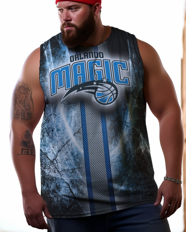 Men's Plus Size Printed Sleeveless T-Shirt