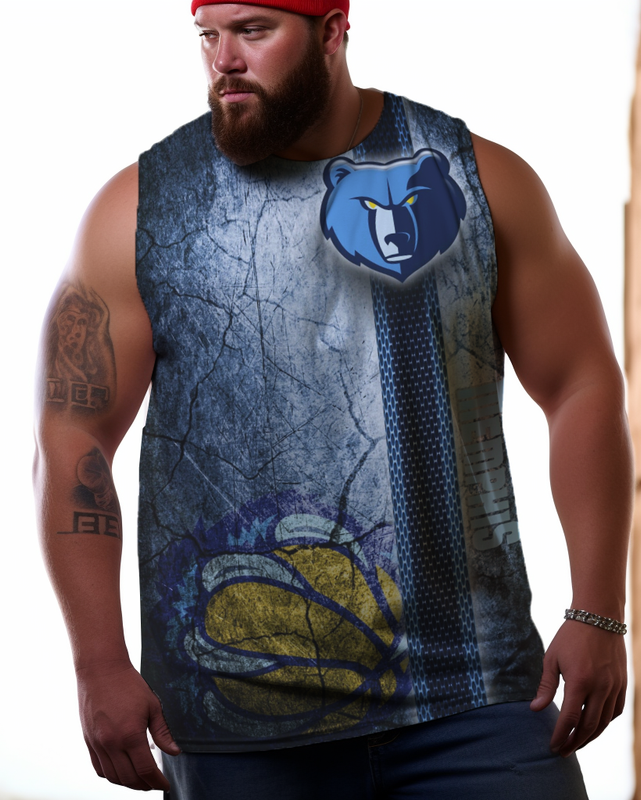 Men's Plus Size Printed Sleeveless T-Shirt