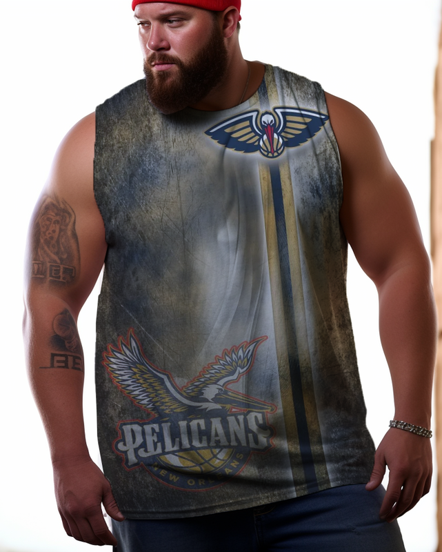 Men's Plus Size Printed Sleeveless T-Shirt