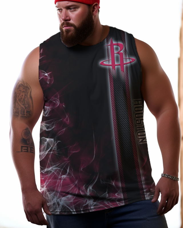 Men's Plus Size Printed Sleeveless T-Shirt