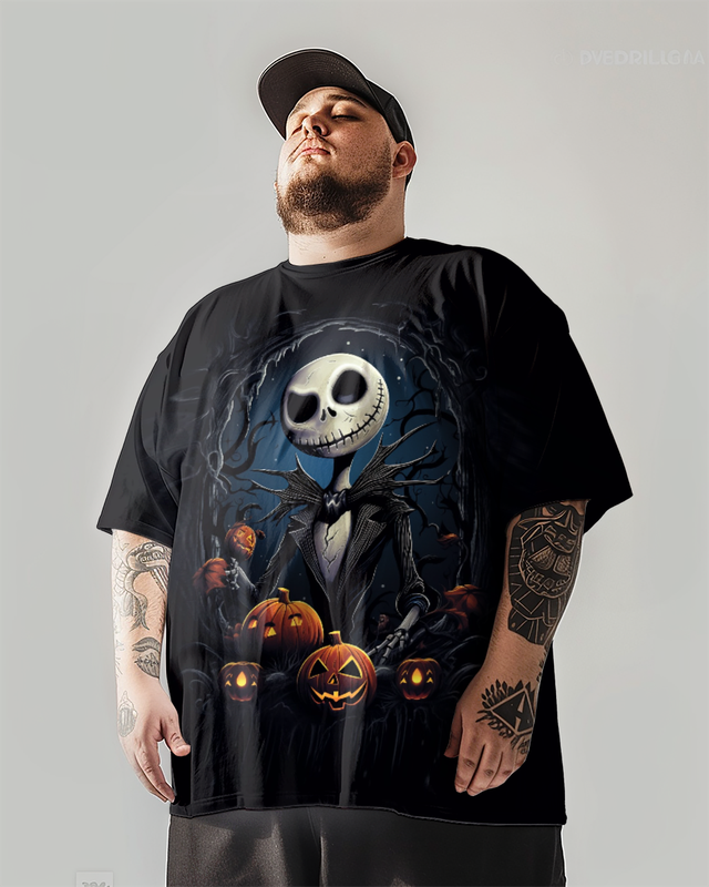 T-shirt à manches courtes pour homme grande taille L'Étrange Noël de Monsieur Jack de Jack Skellington