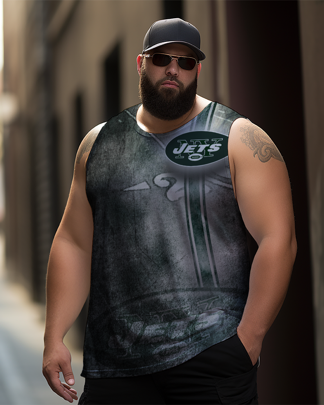 Men's Plus Size Printed Sleeveless T-Shirt