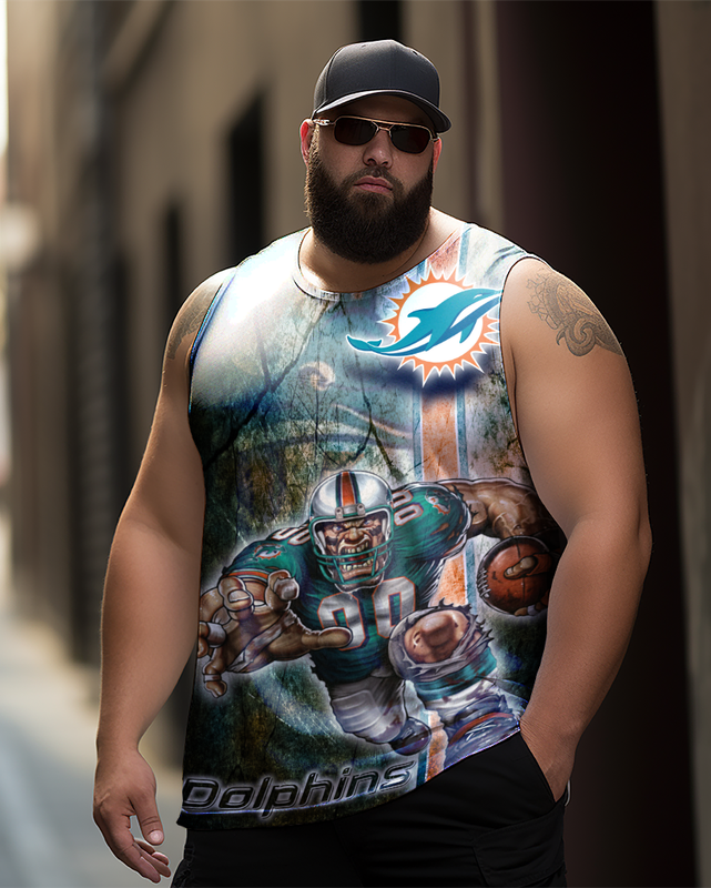 Men's Plus Size Printed Sleeveless T-Shirt