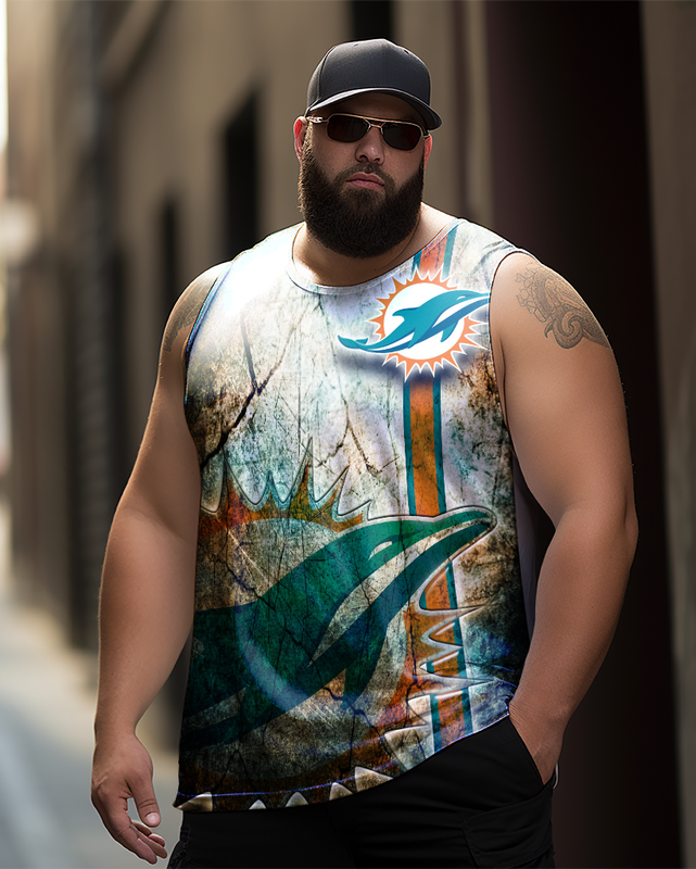 Men's Plus Size Printed Sleeveless T-Shirt