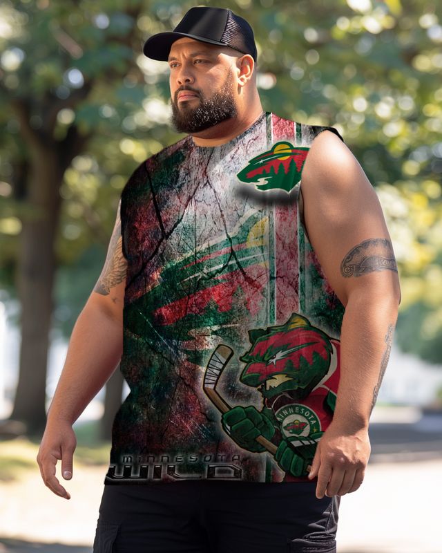 Men's Plus Size Printed Sleeveless T-Shirt