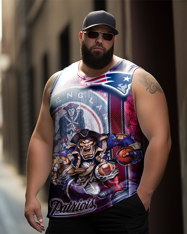 Men's Plus Size Printed Sleeveless T-Shirt