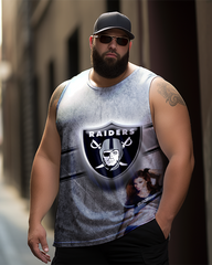 Men's Plus Size Printed Sleeveless T-Shirt