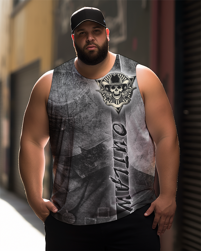 Men's Plus Size Printed Sleeveless T-Shirt