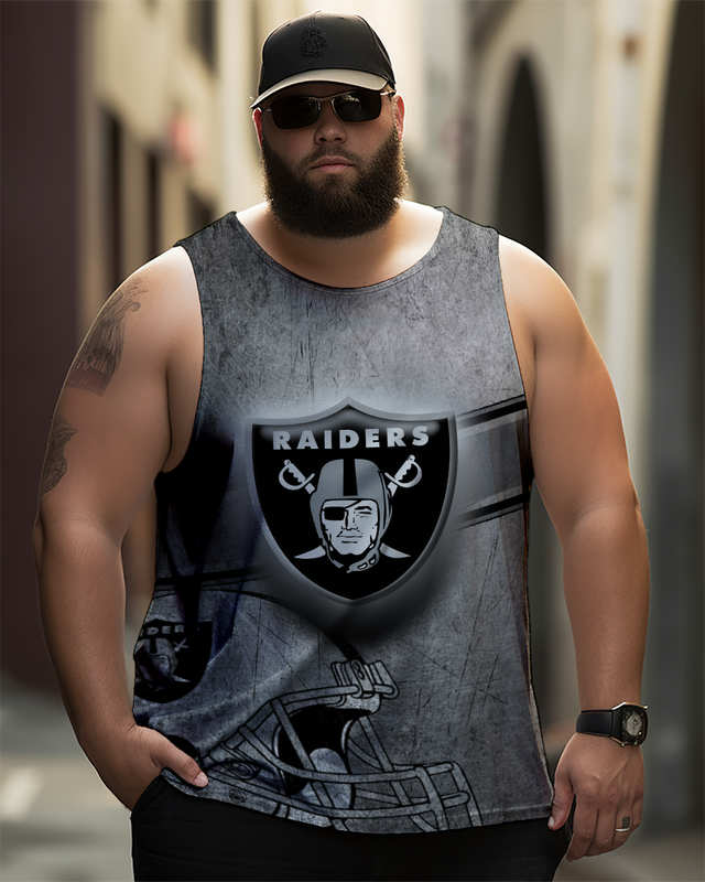 Men's Plus Size Printed Sleeveless T-Shirt