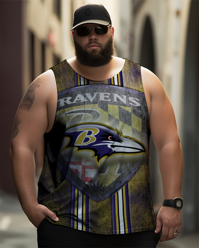 Men's Plus Size Printed Sleeveless T-Shirt