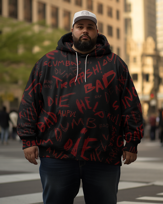 Men's Red Aesthetic Plus Size Hoodie