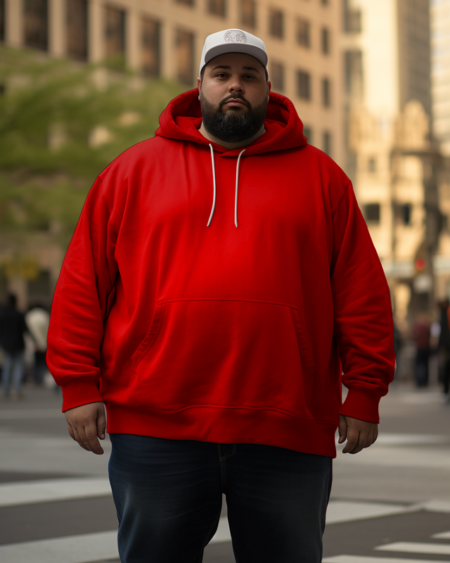 Sweat à capuche et pantalon rouge grande taille pour homme