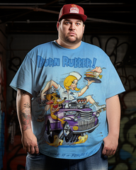 Herren Rat Fink Ed Big Daddy Roth - Burn Rubber T-Shirt in Übergröße