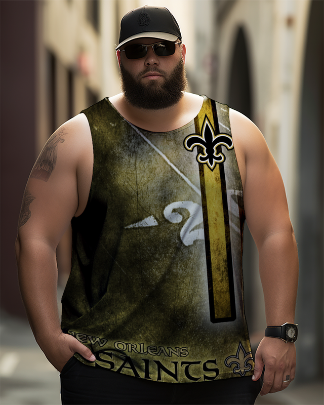 Men's Plus Size Printed Sleeveless T-Shirt