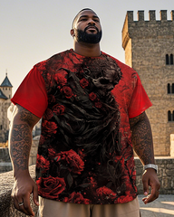 T-shirt à manches courtes pour homme avec tête de mort, grande taille