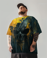 Men's Plus Size Skull Printed Short Sleeve T-Shirt