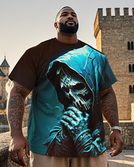 T-shirt à manches courtes pour homme avec tête de mort, grande taille