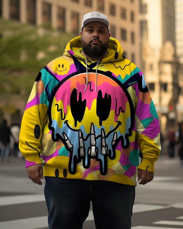 Sweat à capuche Smiley grande taille pour homme