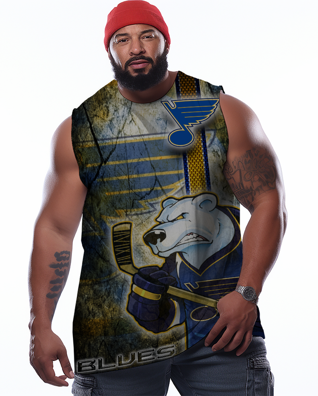 Men's Plus Size Printed Sleeveless T-Shirt