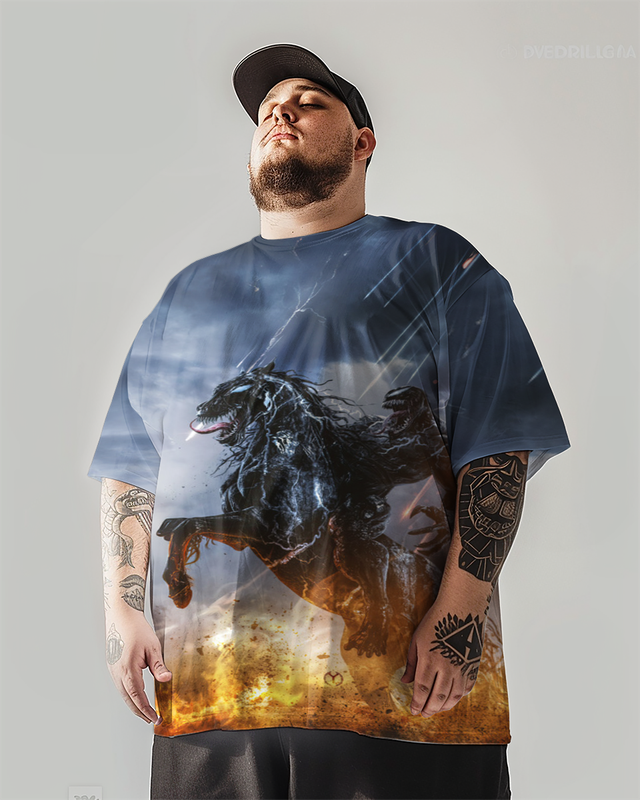 Men's Plus Size Skull Printed Short Sleeve T-Shirt