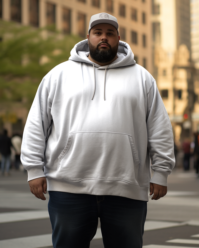 Sweat à capuche et pantalon blancs grande taille pour hommes