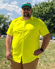 Chemise jaune à manches courtes pour homme grande taille 